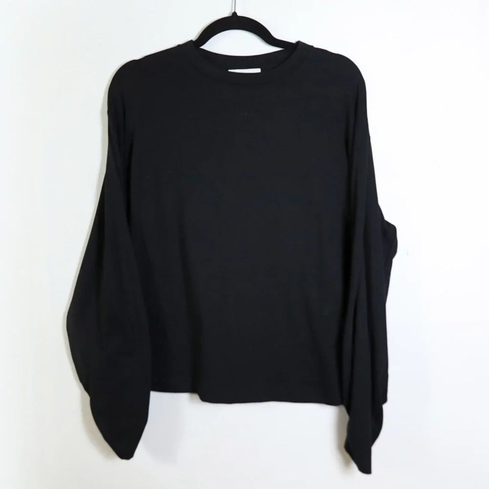 Phillip Lim 3.1 Silver Pierced Hoop Buckle Detail Grunge Black Long Sleeve Top